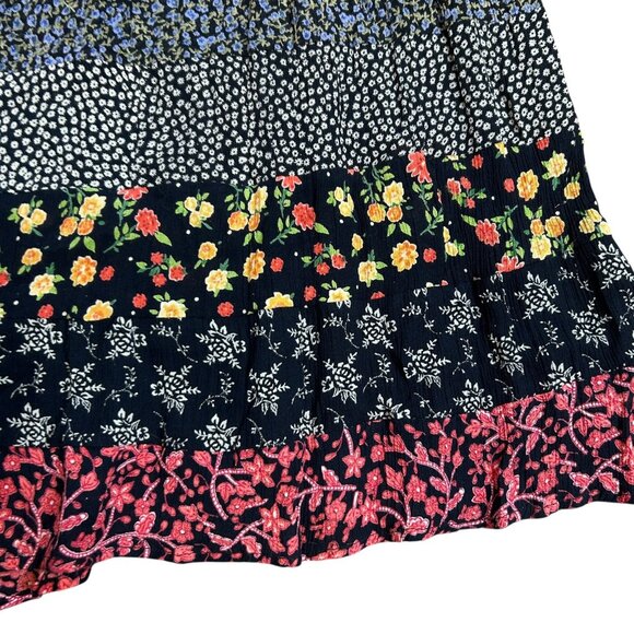 Requirements Patchwork Tiered Vintage Floral Cottagecore Maxi Skirt Size Large - Picture 3 of 7